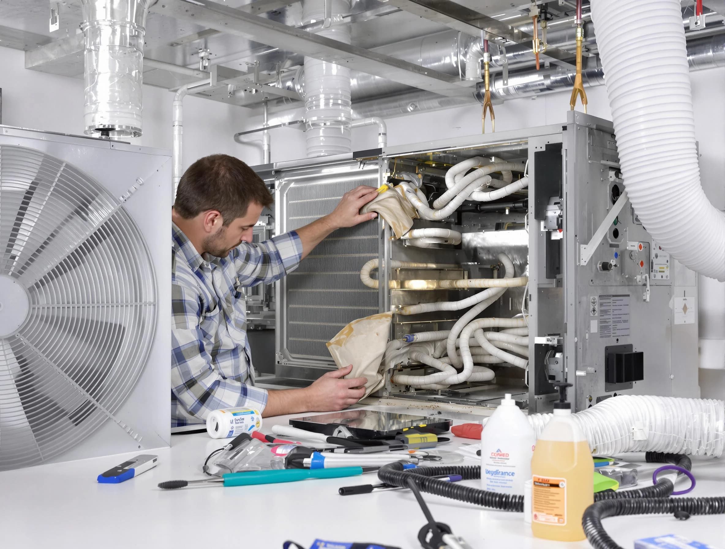 East Point Air Duct Cleaning specialist performing precision AC coil cleaning in East Point