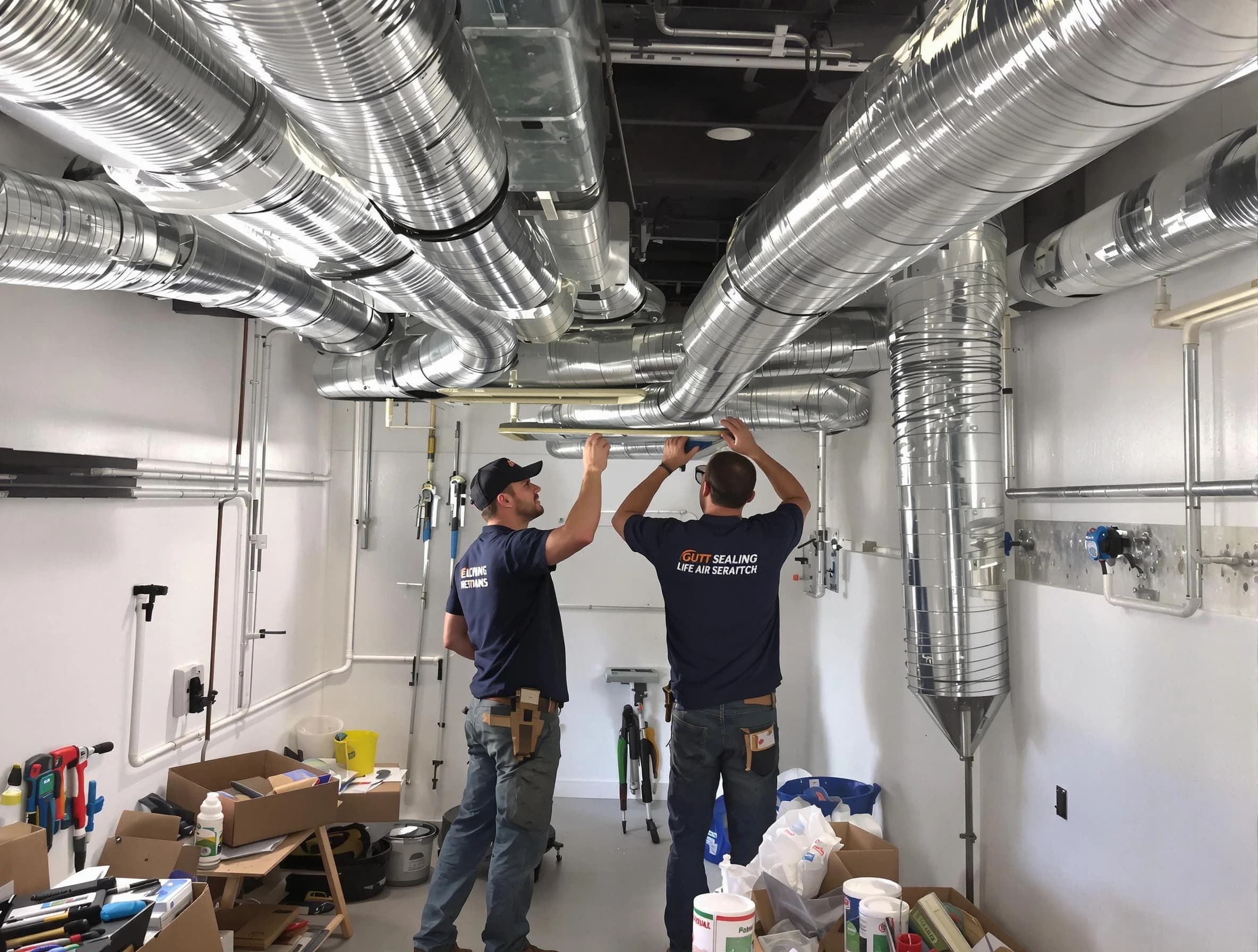 East Point Air Duct Cleaning technician applying professional duct sealing solutions in East Point