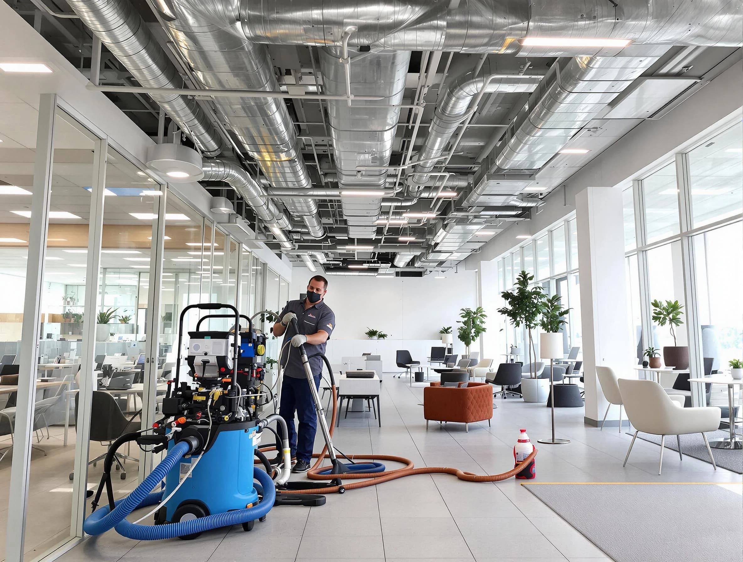 East Point Air Duct Cleaning team conducting comprehensive commercial duct cleaning at a business location in East Point