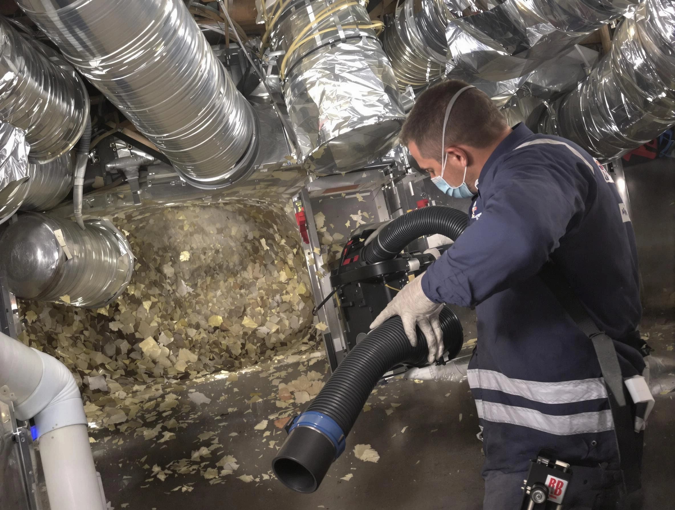 East Point Air Duct Cleaning specialist operating negative pressure cleaning equipment for thorough duct maintenance in East Point