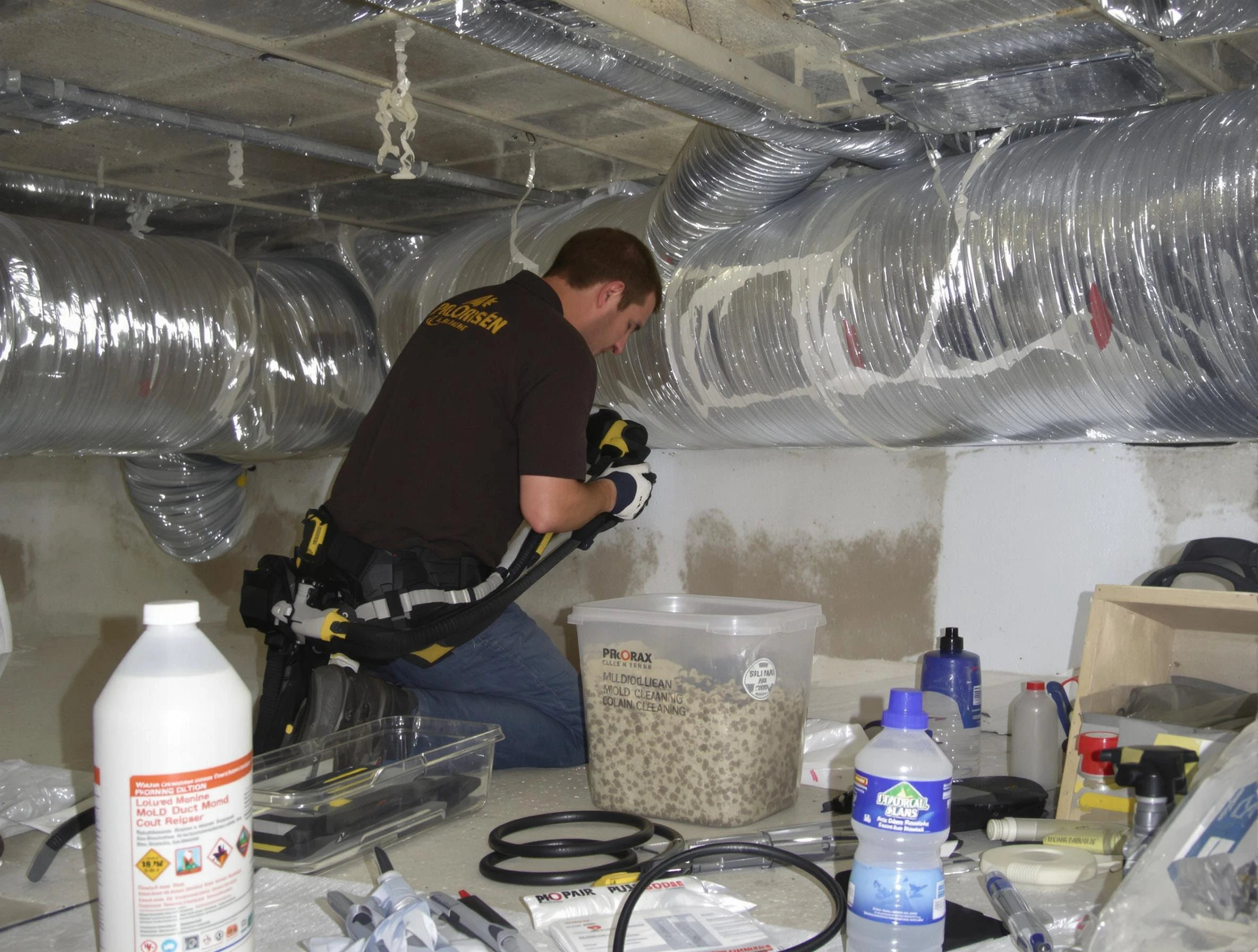 East Point Air Duct Cleaning specialist performing professional mold removal from air ducts in East Point