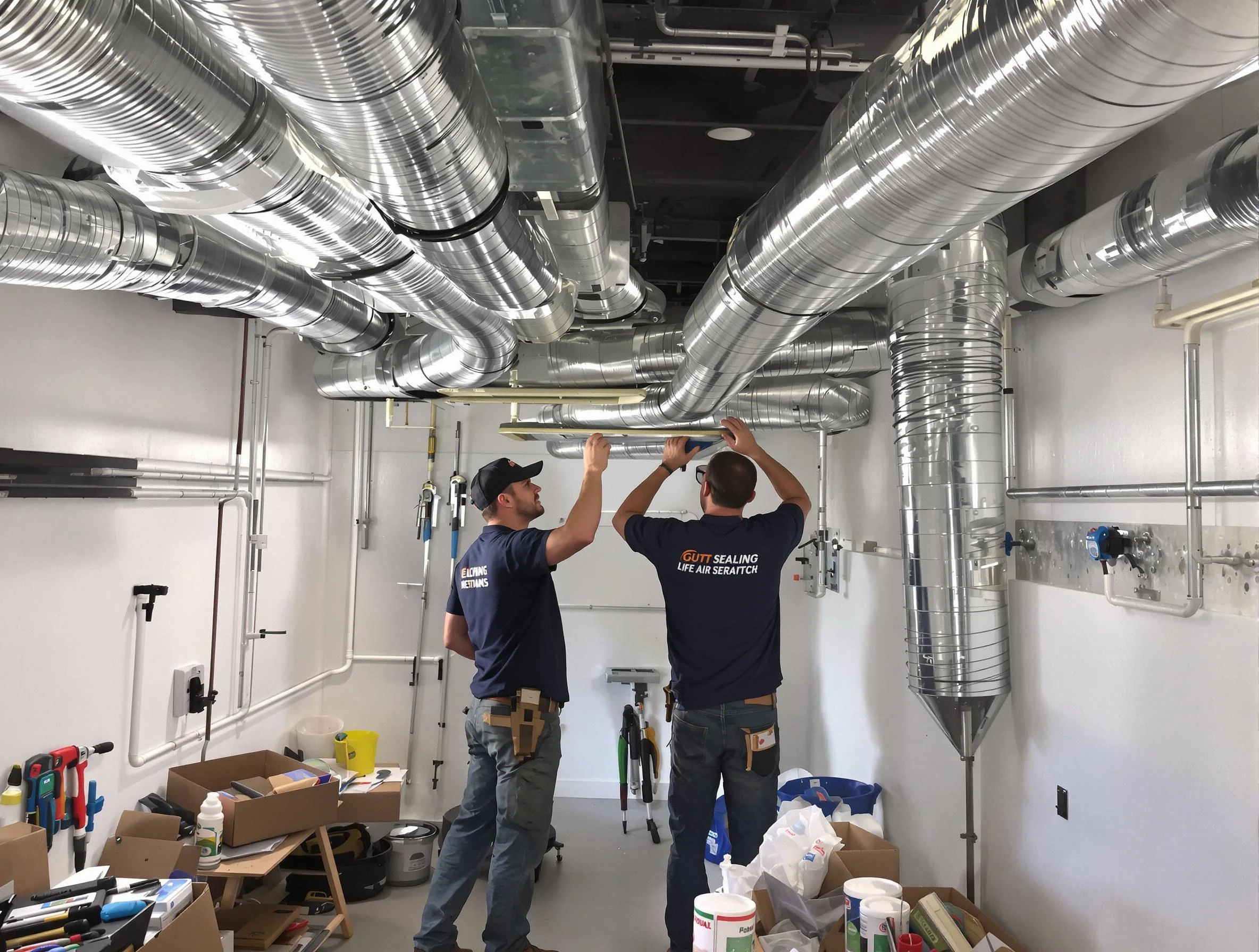 East Point Air Duct Cleaning technician applying professional duct sealing solutions in East Point