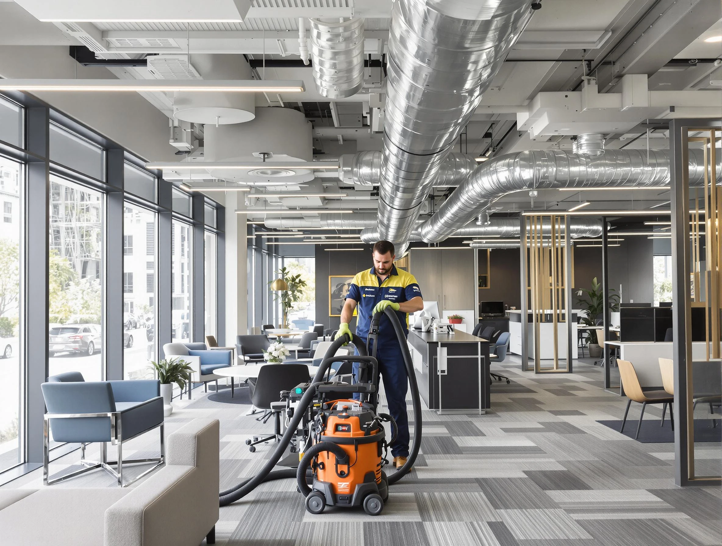 East Point Air Duct Cleaning team performing thorough commercial duct cleaning at a East Point business center